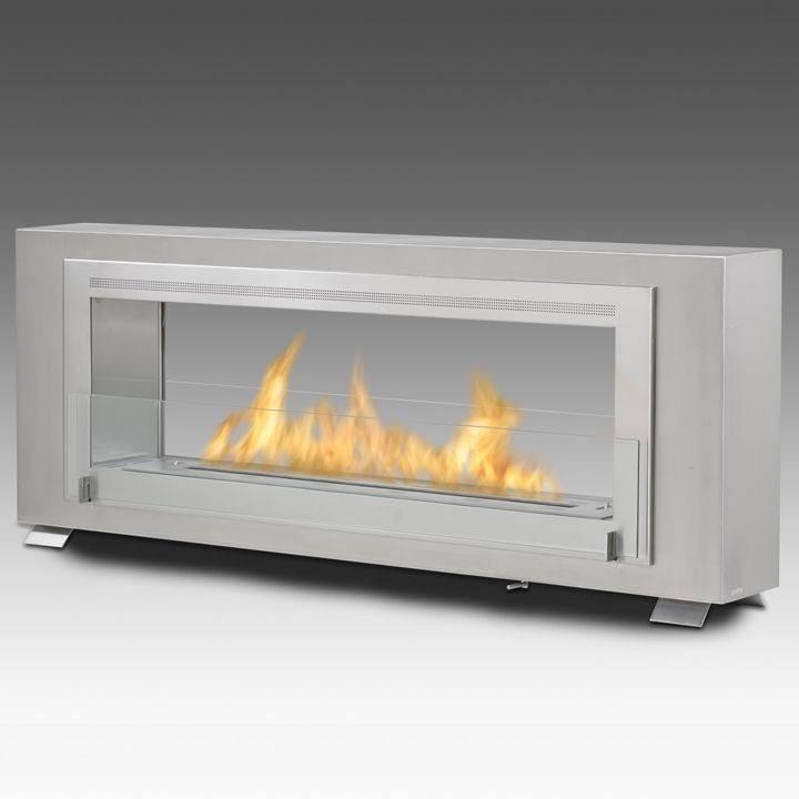 Eco-Feu Santa Cruz 2-Sided Biofuel Fireplace in Stainless Steel w/ Stainless Interior - Outdoor Art Pros