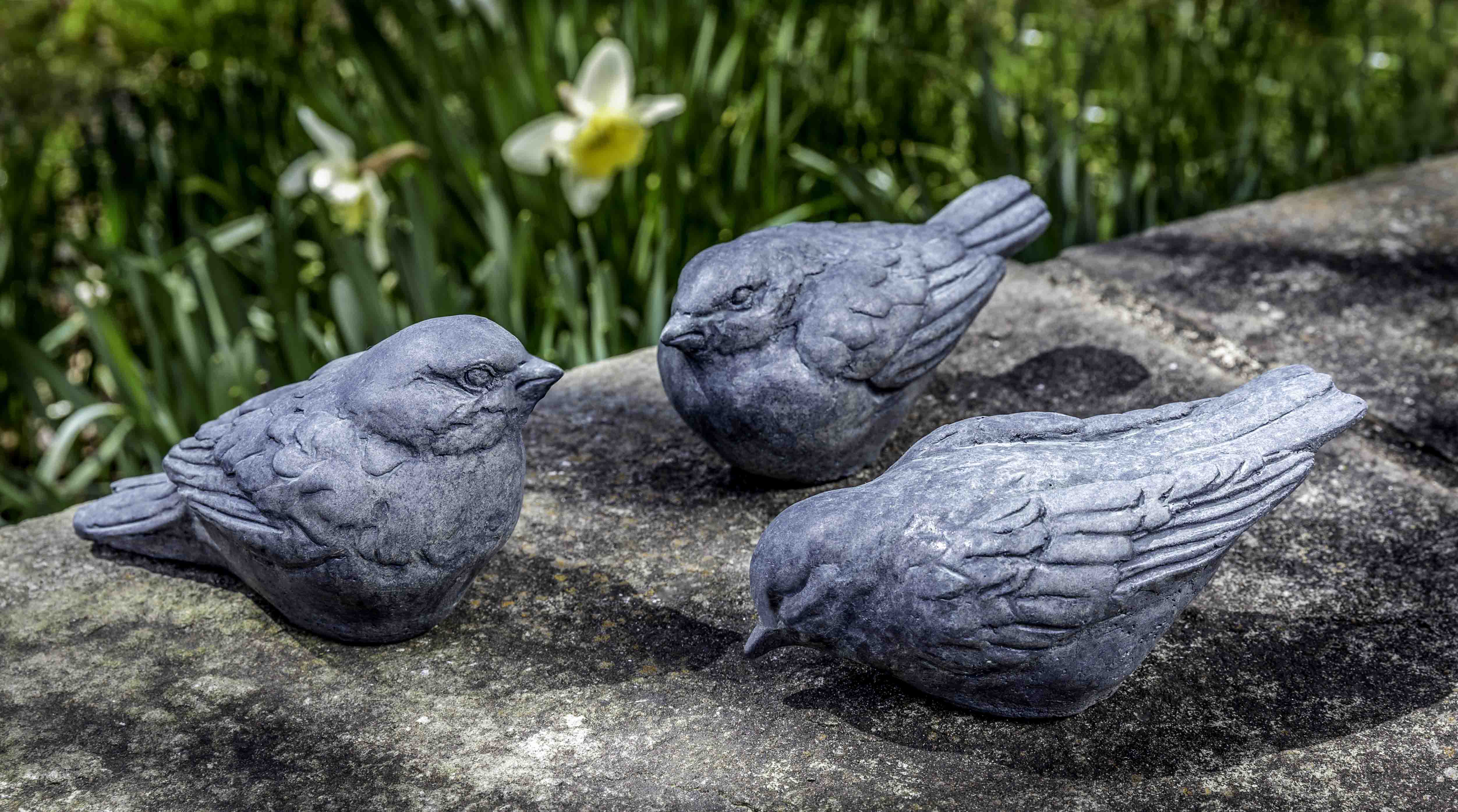 Trio D'Oiseaux Cast Stone Garden Statue